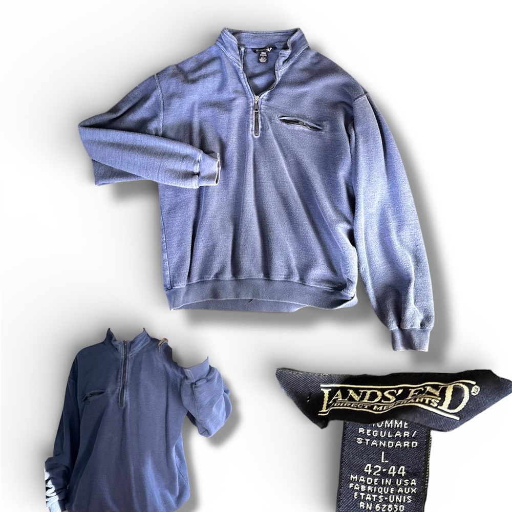 Lands' End Slate Blue Half-Zip Sweater